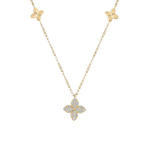 Love by the Inch 0.17Ct Diamond Necklace in 18K Yellow Gold, 17-15.5in Adj