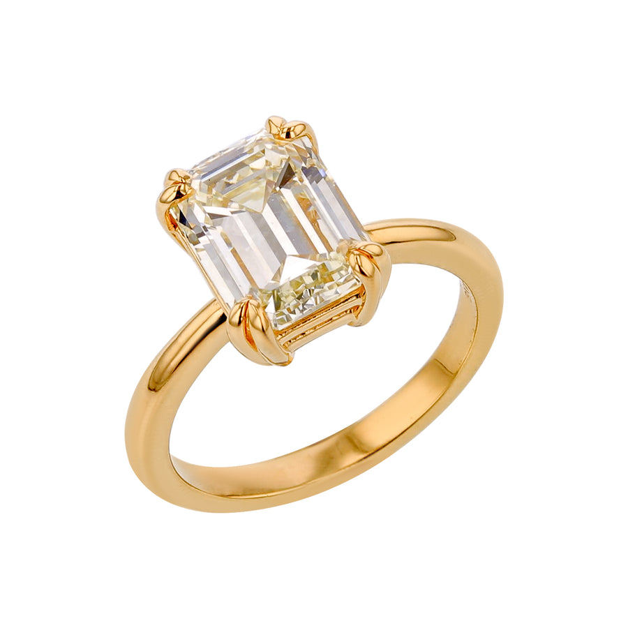 4 Prong Semi-Mount Ring in 18K Yellow Gold for 10x8mm Emerald Cut Center, size 6.75