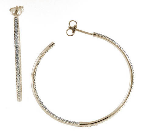 2.00Ct Diamond Micropave Hoop Earrings in 8K Yellow Gold, 55mm