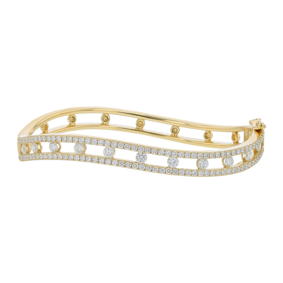 Floating Diamond Curved Bracelet in 18K Yellow Gold