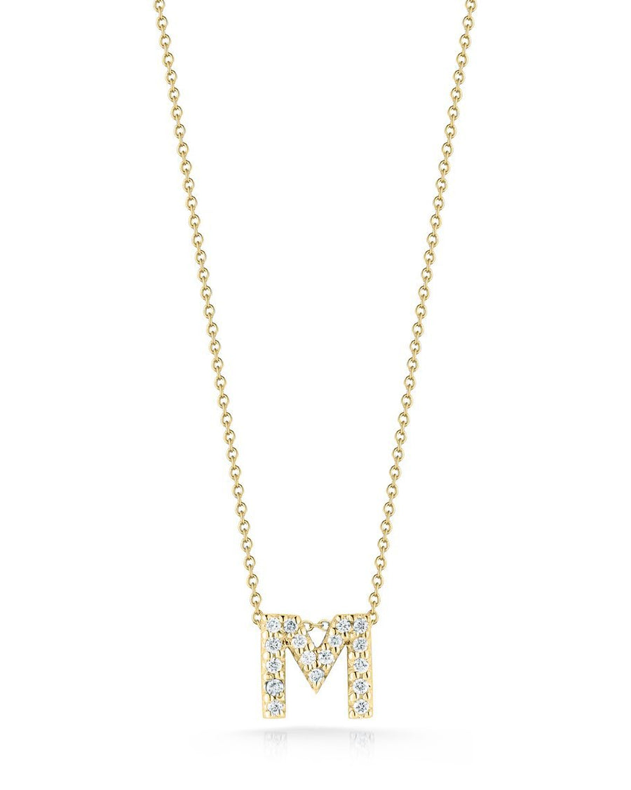 Tiny Treasures 0.08ct Diamond Love Letter "M" Pendant in 18K Yellow Gold, 16-18" chain