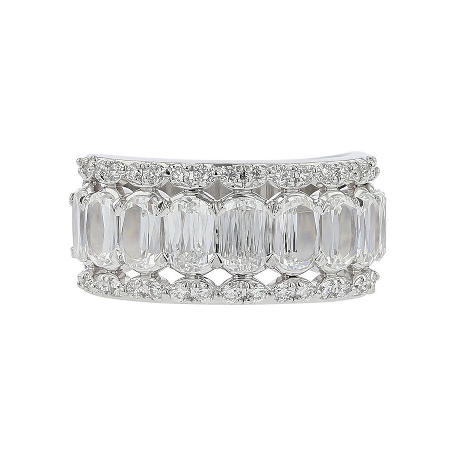 2.13ct Crisscut L'Amour Cushion Diamond and 0.40ct Diamond 3 Row Ring in 18K White Gold
