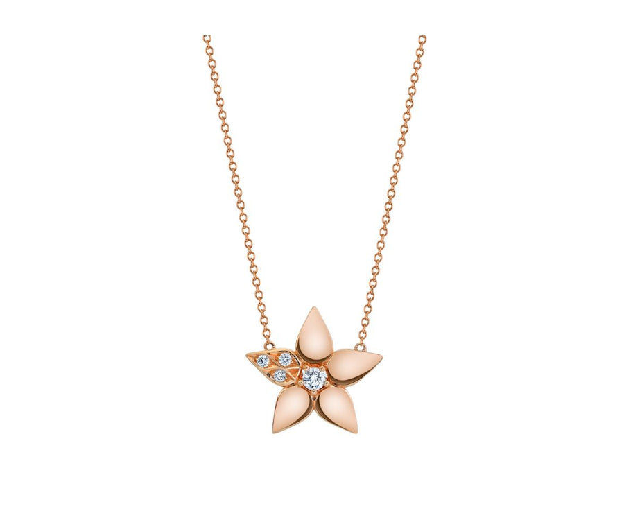 Lily Artisan Pave 0.25ct Diamond Necklace in 18K Rose Gold, 16-18"