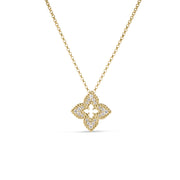Ventian Princess 0.15ct Round Diamond Flower Pendant in 18K Yellow Gold, 16-17-18" chain