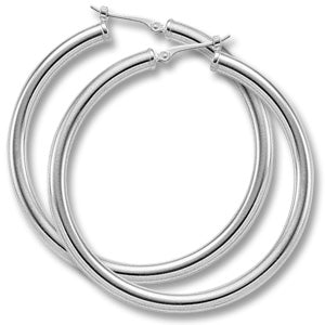 Large Tube Hoop Earrings in 14K White Gold