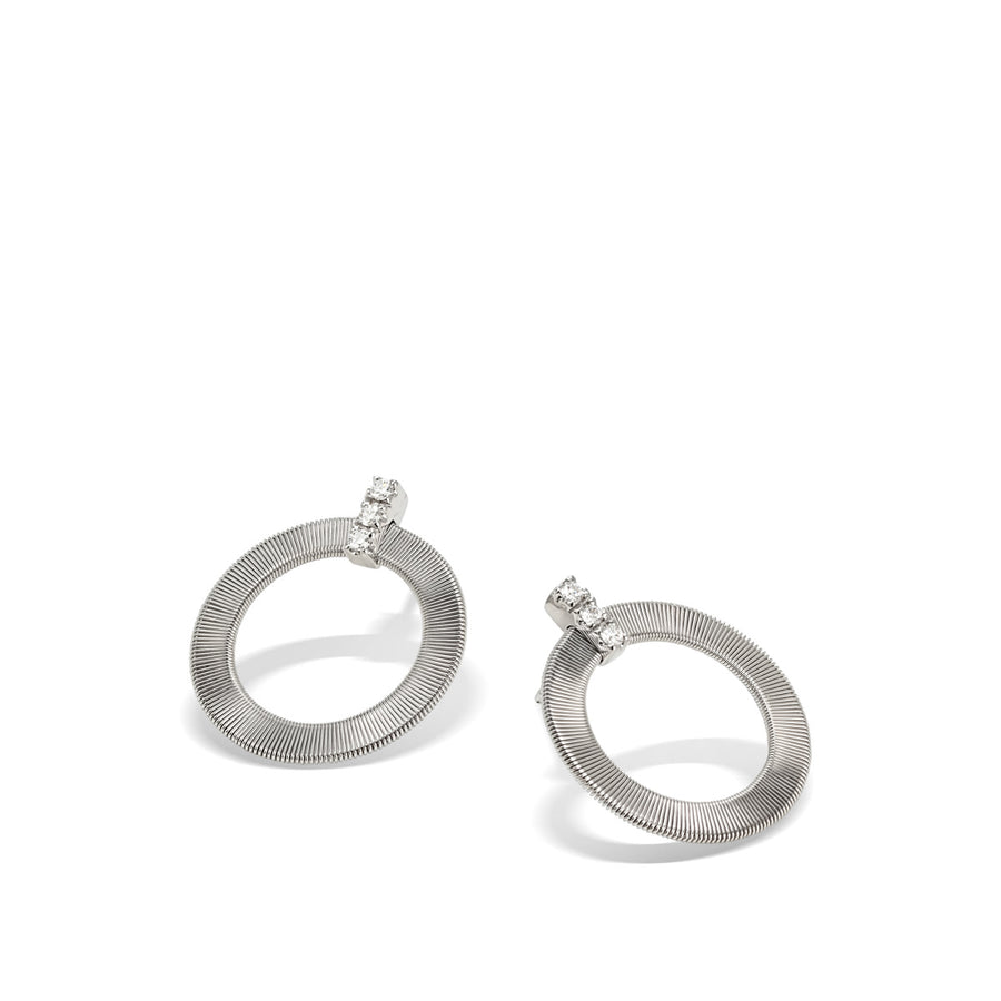 Masai 0.15ct Diamond Hand Coiled Circle Earrings in 18K White Gold