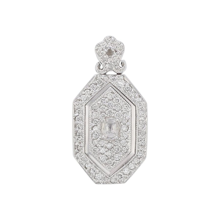 0.75ct Diamond Locket with Rose Cut Center in 18K Yellow Gold, without chain