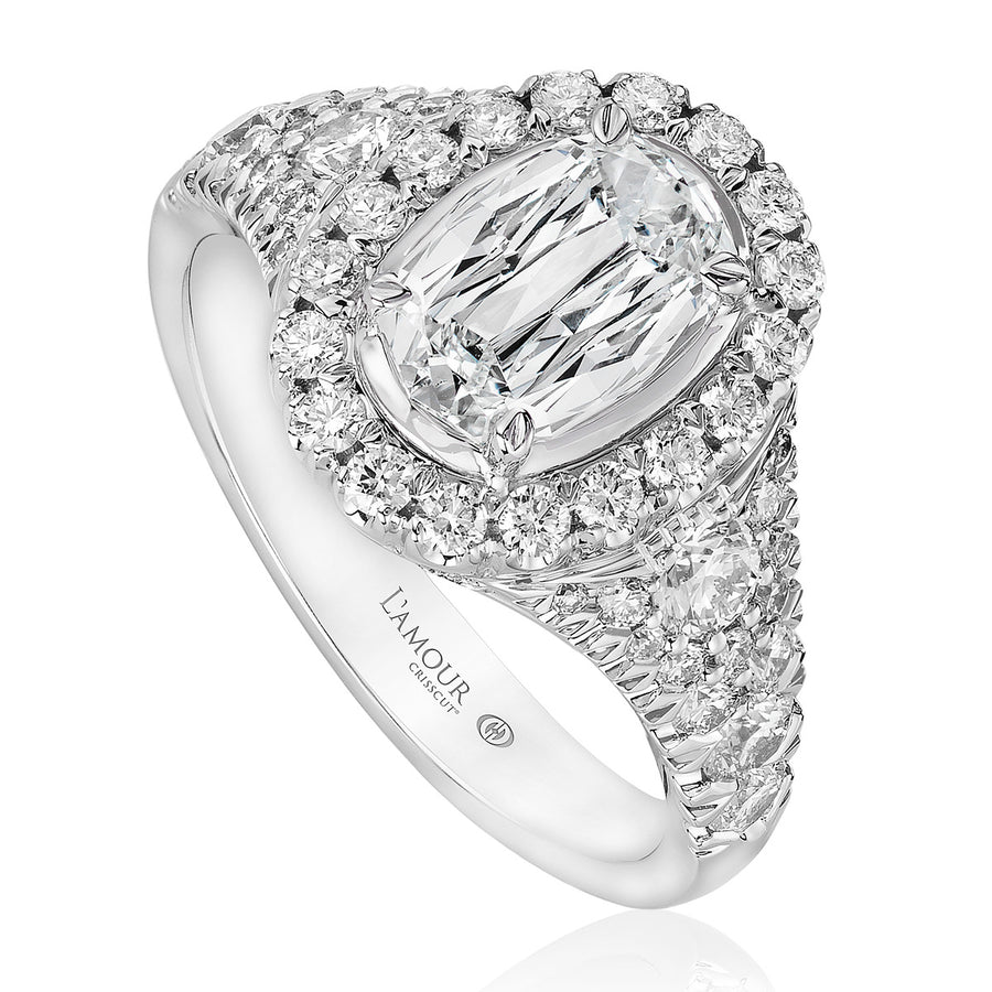 L'Amour Crisscut Oval Diamond Engagement Ring