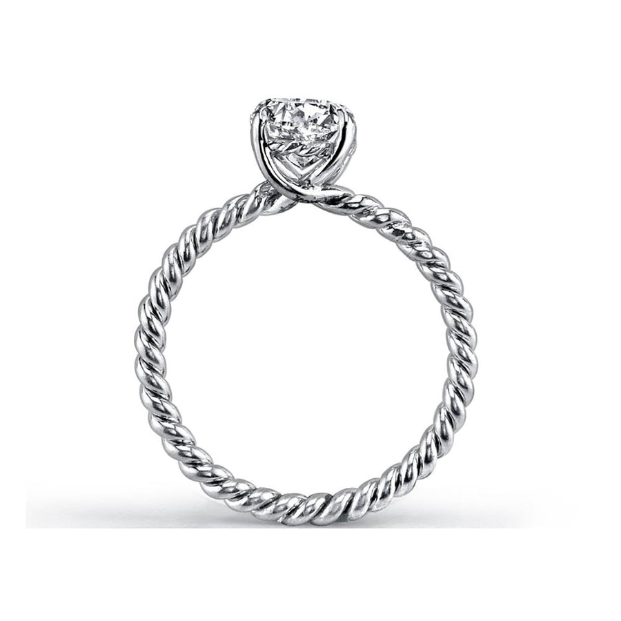 Platinum Cushion Diamond Twist Engagement Ring