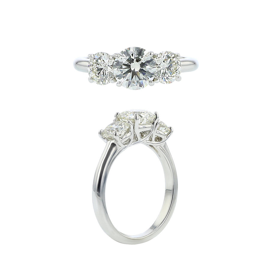 Platinum 3-Stone Fire and Ice Diamond Trellis Engagement Ring