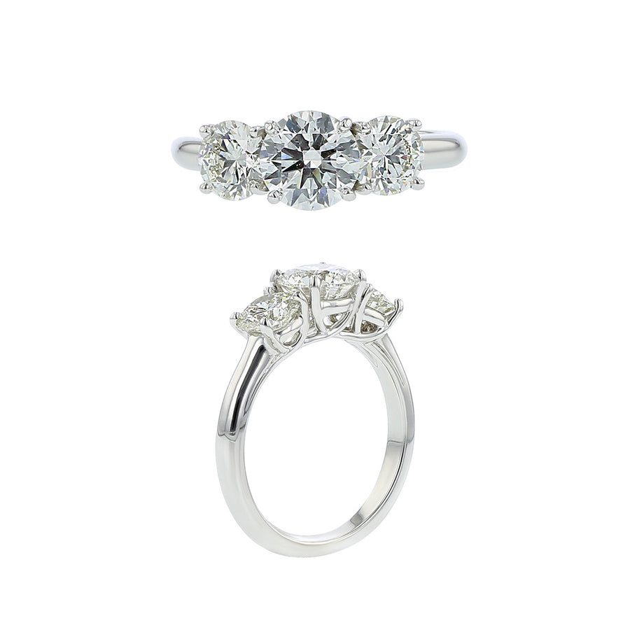 Platinum Three-Stone Diamond Engagement Ring