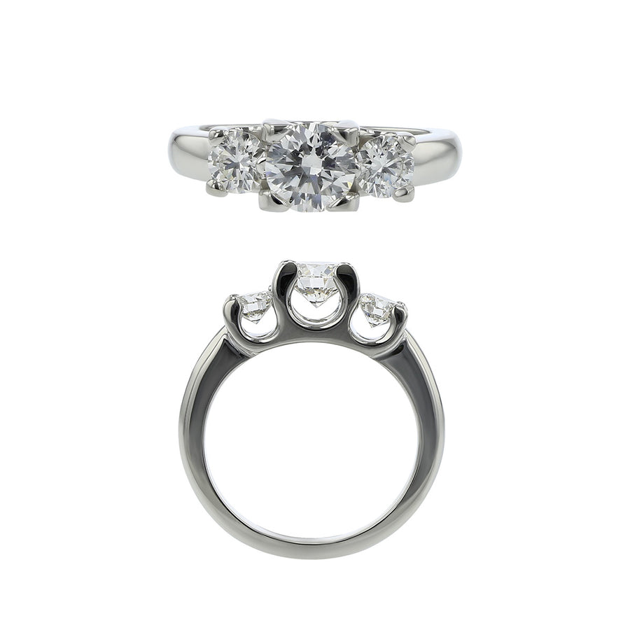 Platinum 3-Stone Fire and Ice Diamond Engagement Ring
