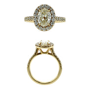 14K Yellow Gold Diamond Halo Engagement Ring