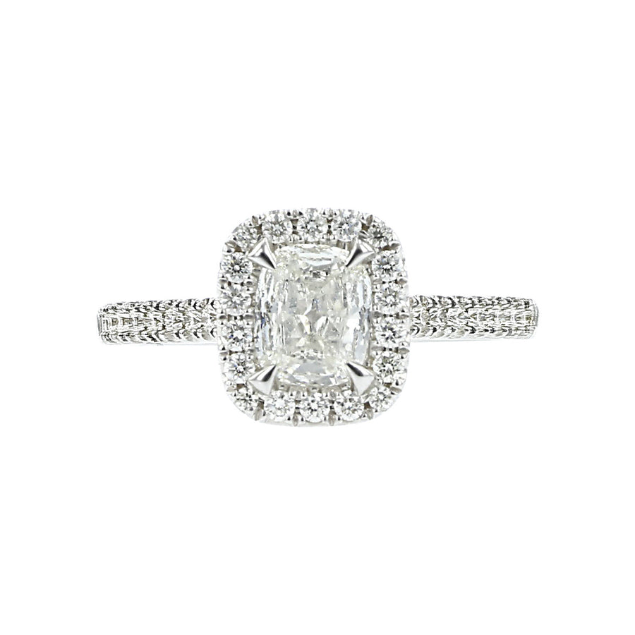 Cushion Cut Diamond Halo Engagement Ring