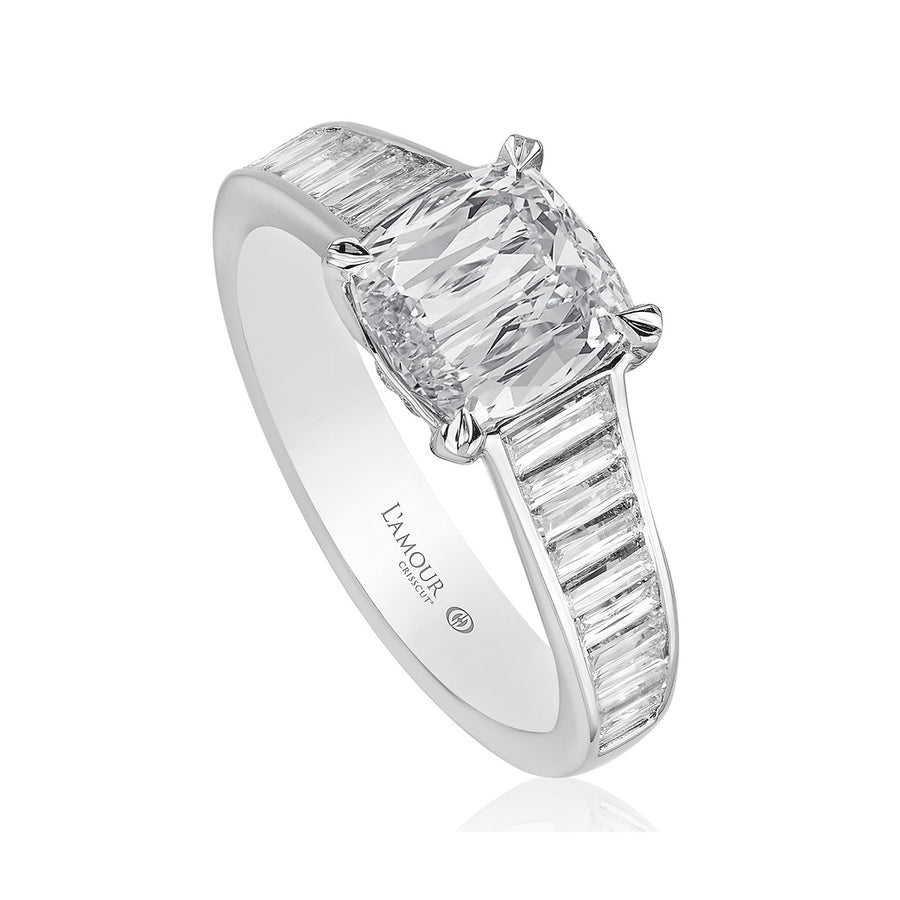 L'Amour Crisscut Cushion Diamond Engagement Ring