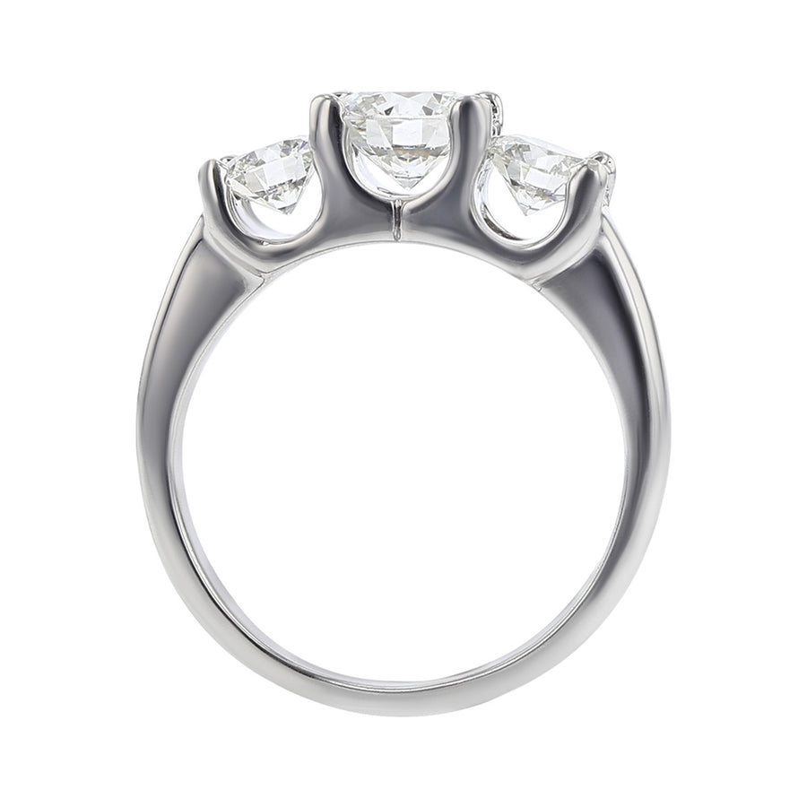 Platinum 3-Stone Fire and Ice Diamond Engagement Ring