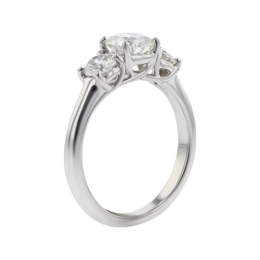 18K White Gold 3-Stone Fire and Ice Diamond Trellis Engagement Ring