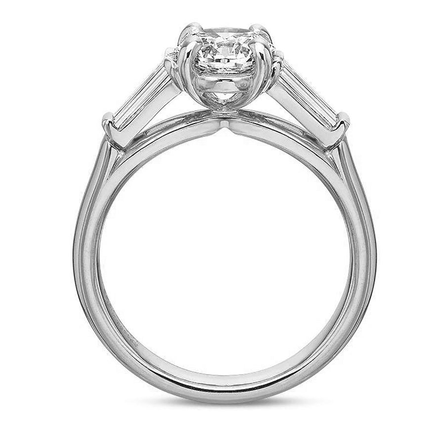 3 Stone Diamond Engagement Ring Setting with Baguettes