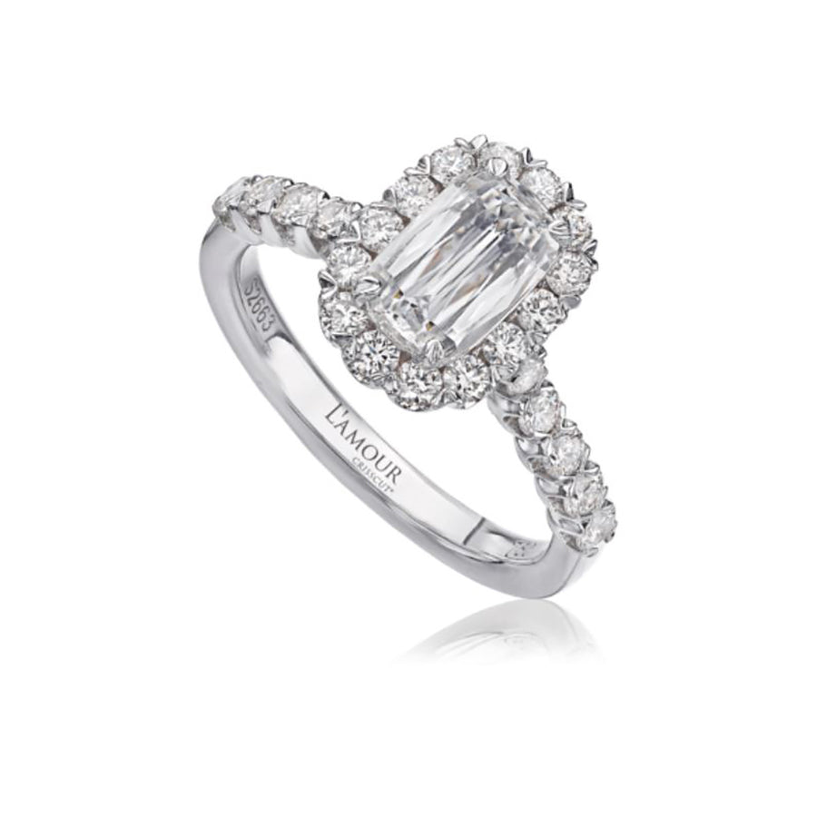 L'Amour Crisscut Diamond Halo Engagement Ring