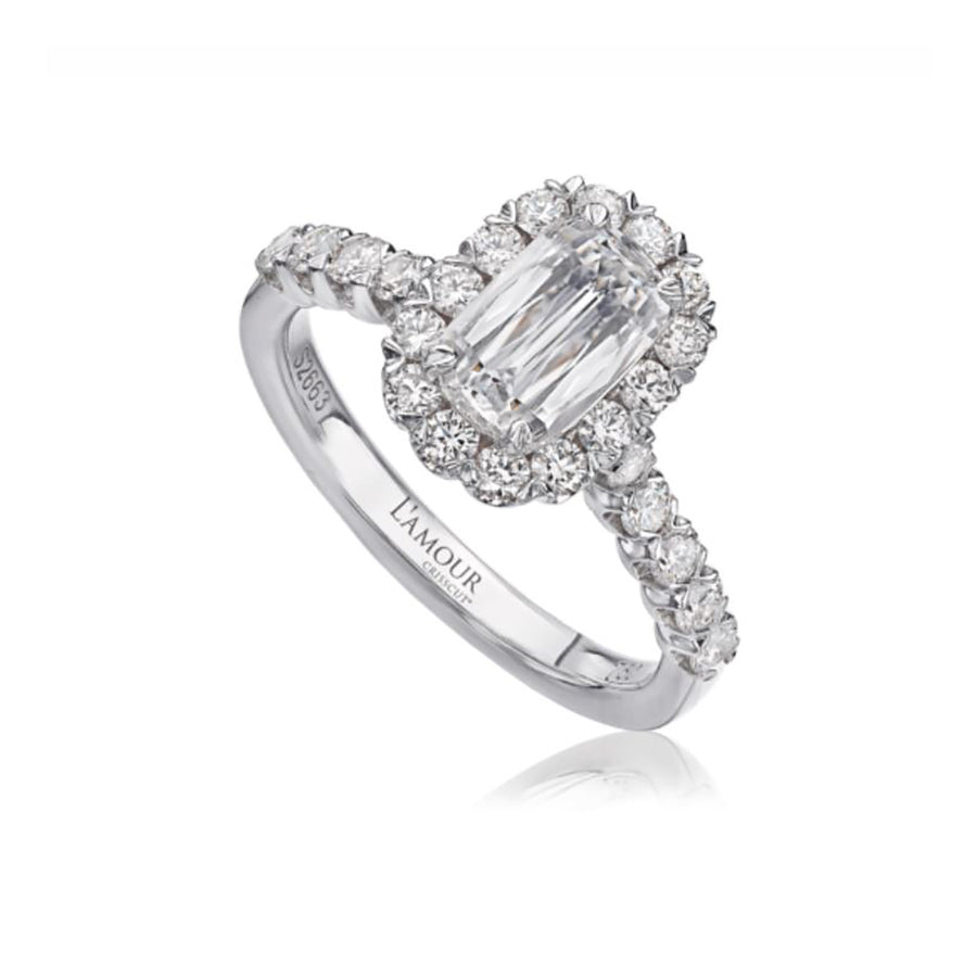 L'Amour Crisscut Diamond Halo Engagement Ring