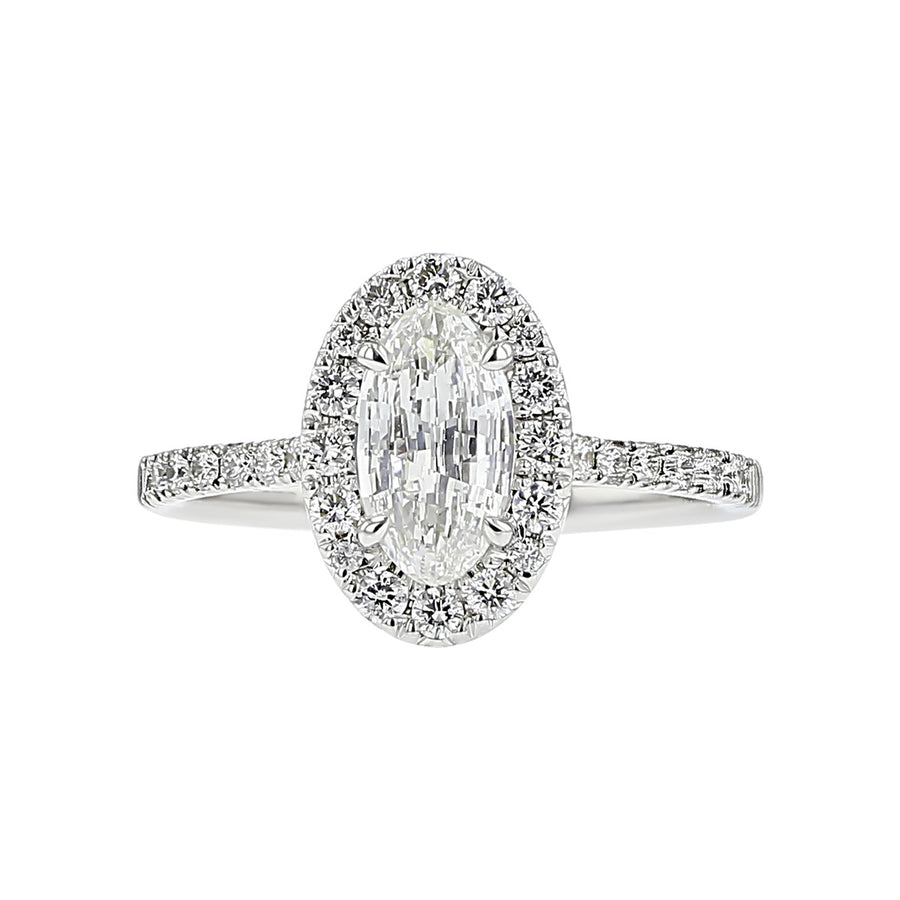 14K White Gold Diamond Halo Engagement Ring