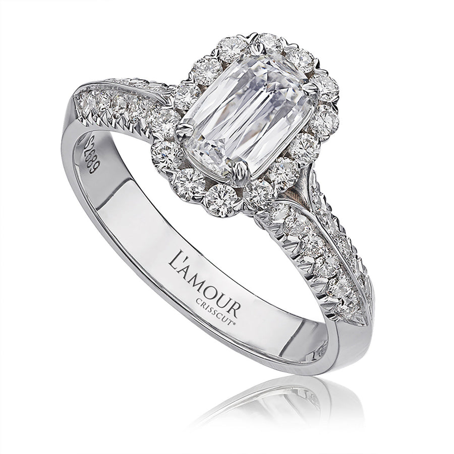 L'Amour Crisscut Diamond Halo Engagement Ring