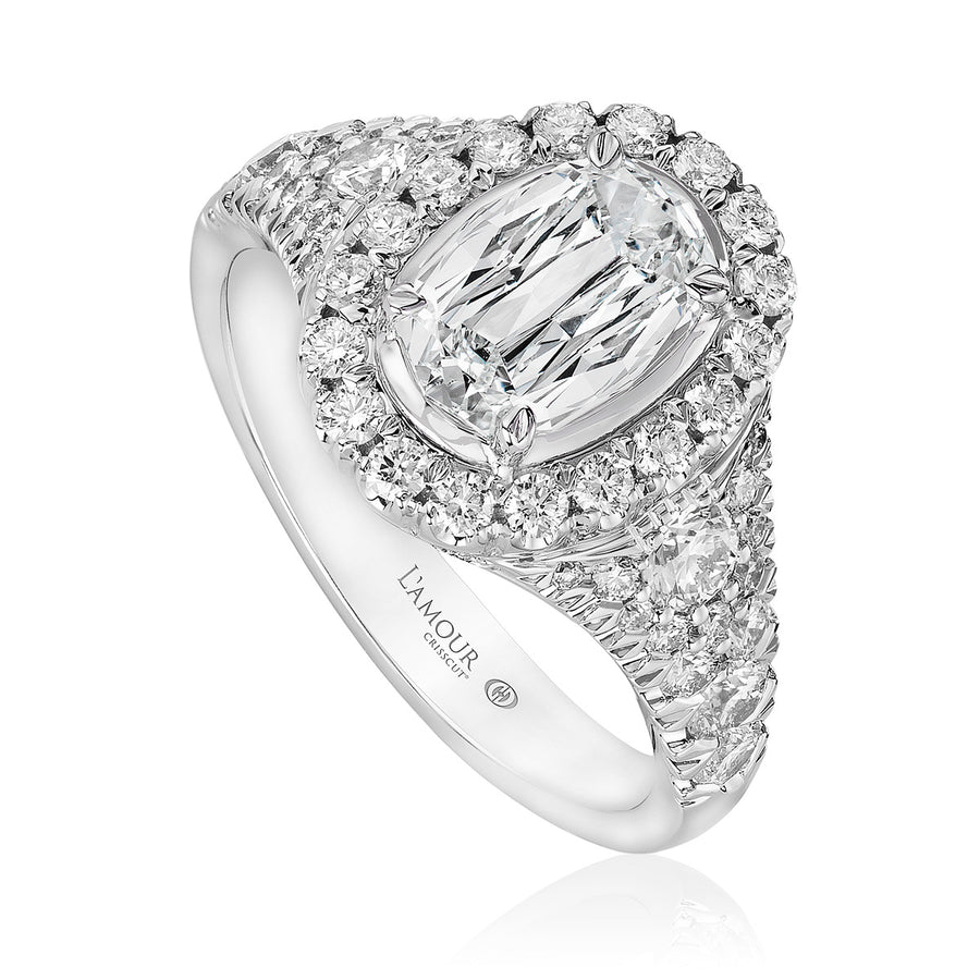 L'Amour Crisscut Oval Diamond Engagement Ring