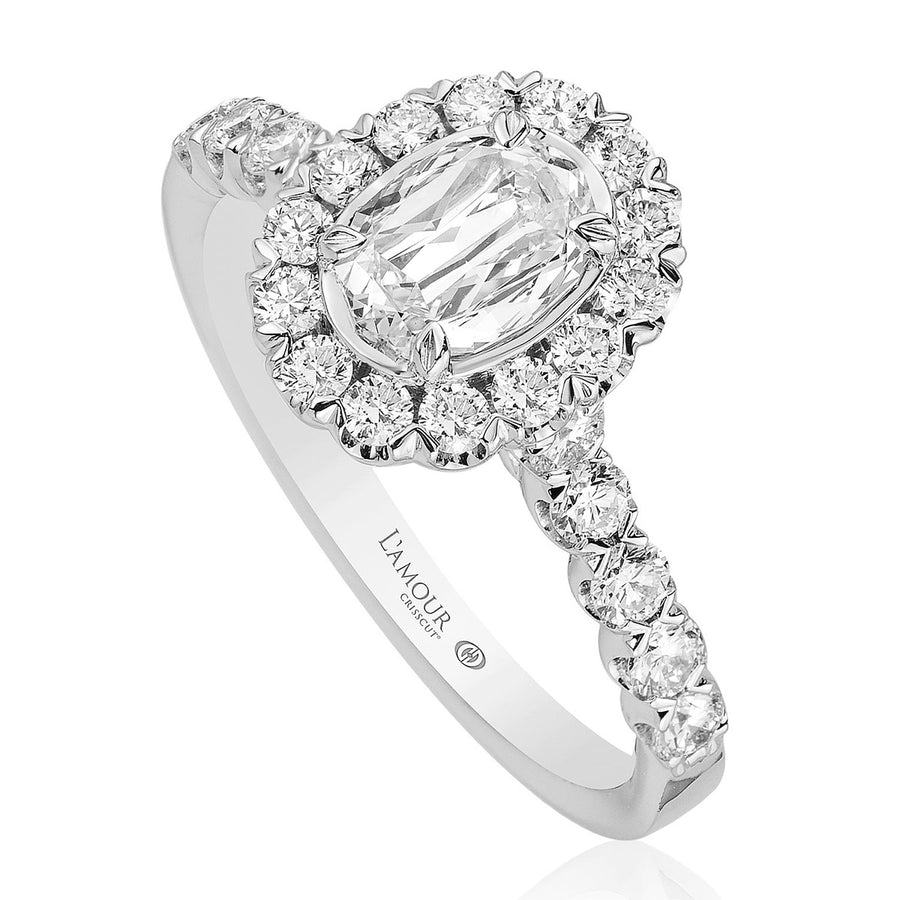 L'Amour Crisscut Oval Diamond Engagement Ring