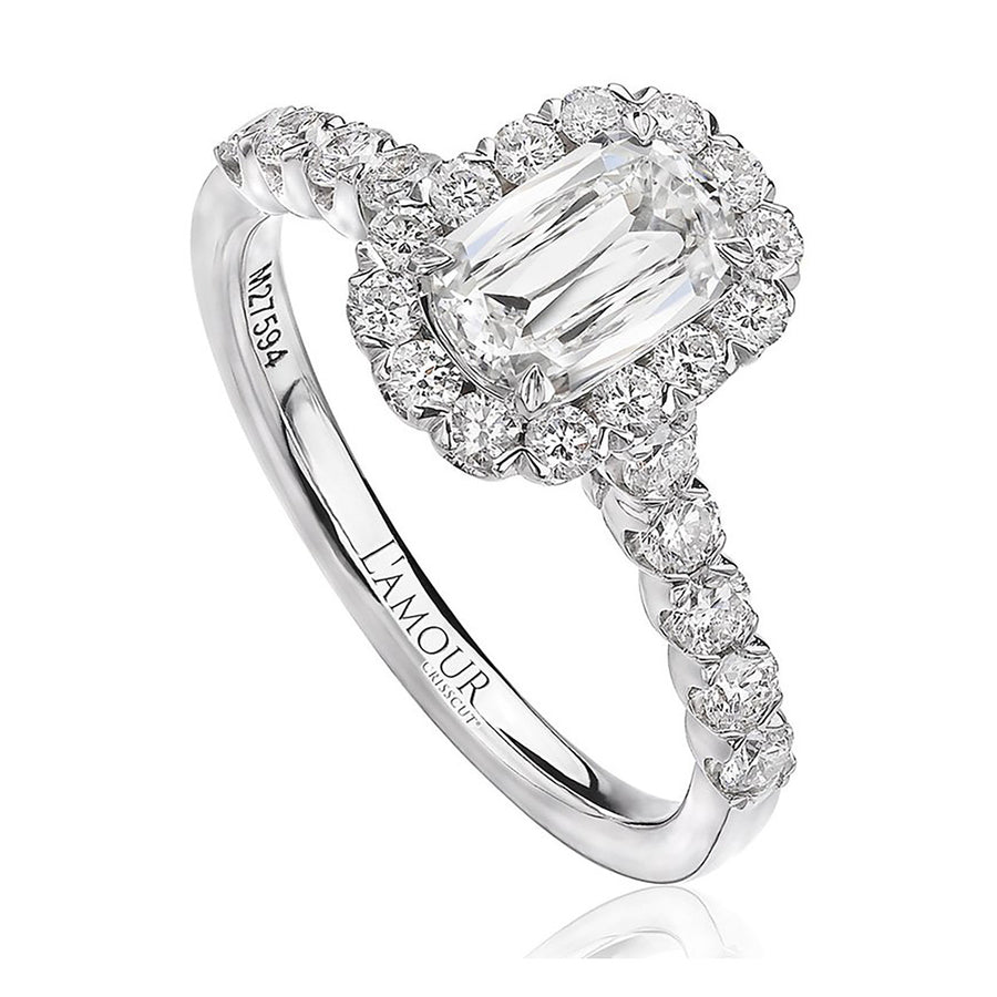 L'Amour Crisscut Diamond Halo Engagement Ring