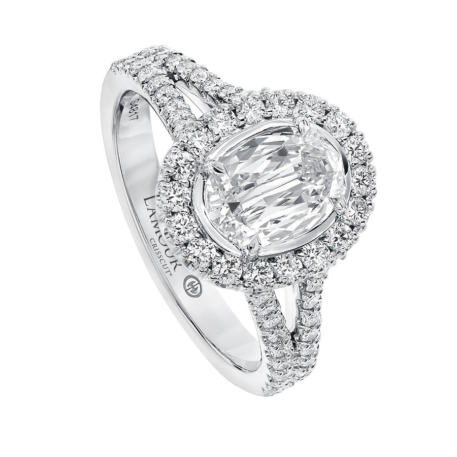 L'Amour Crisscut Oval Diamond Engagement Ring