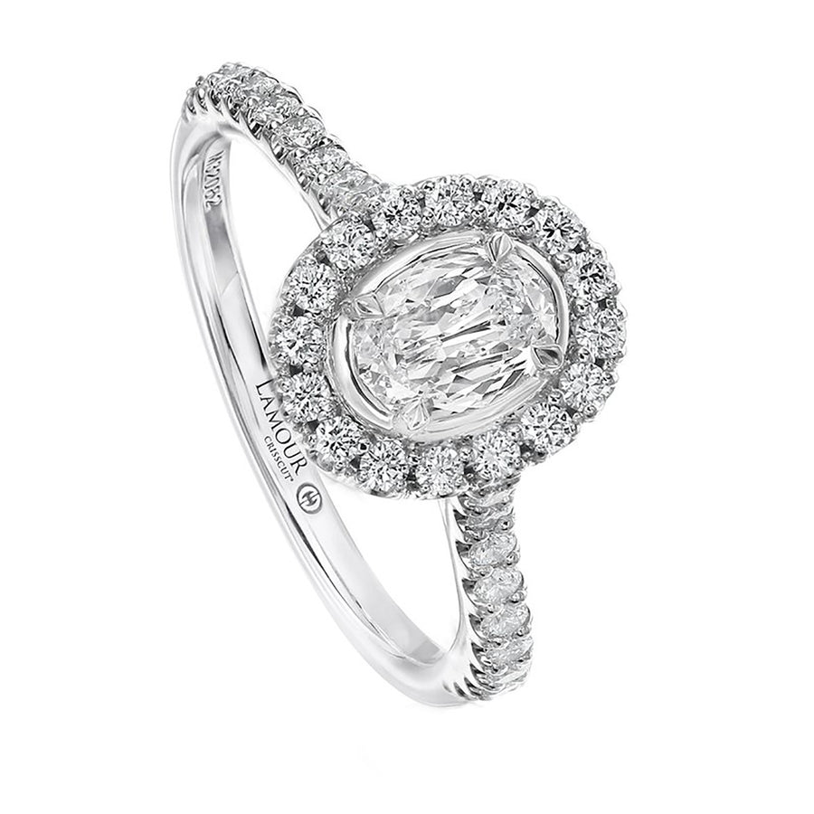 L'Amour Crisscut Diamond Halo Engagement Ring