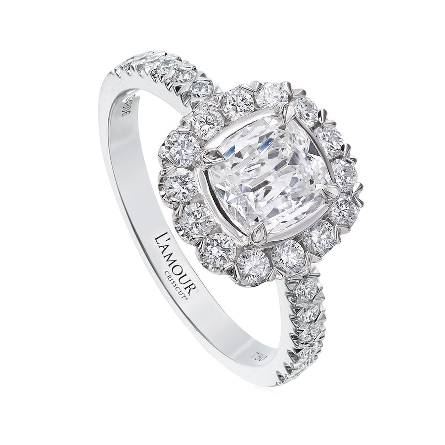 Crisscut Diamond Halo Engagement Ring