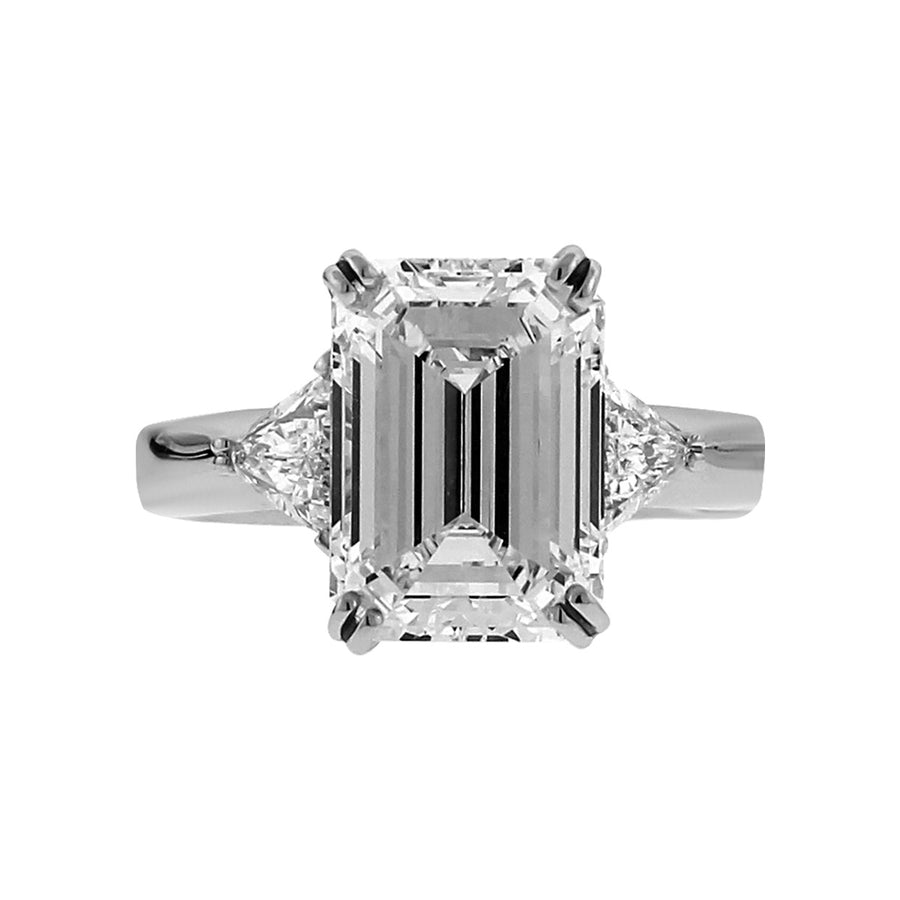 Emerald-cut and Trapezoid Diamond 3-Stone Ring