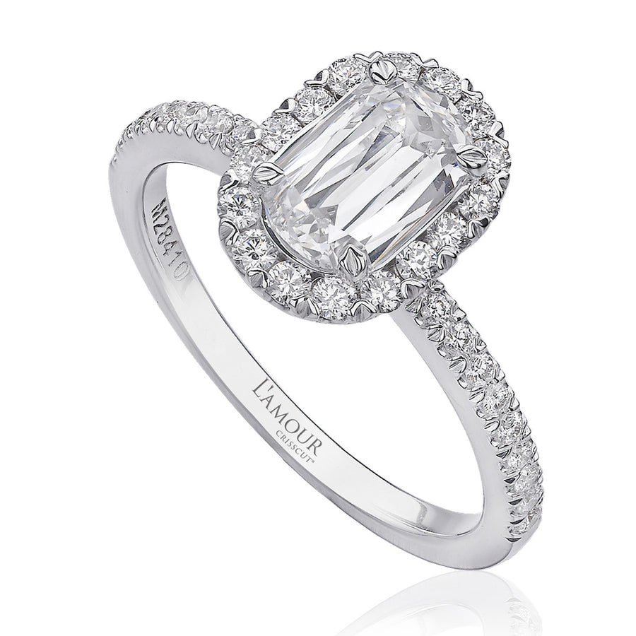 L'Amour Crisscut Oval Diamond Engagement Ring