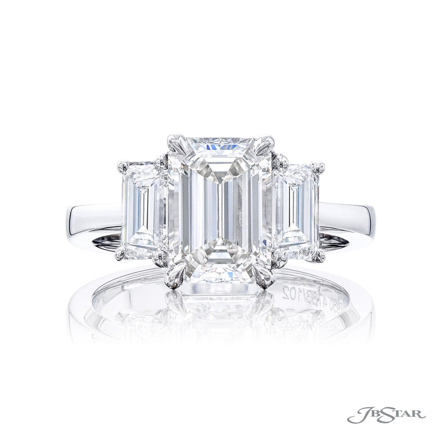 Emerald-cut Diamond 3-Stone Engagement Ring