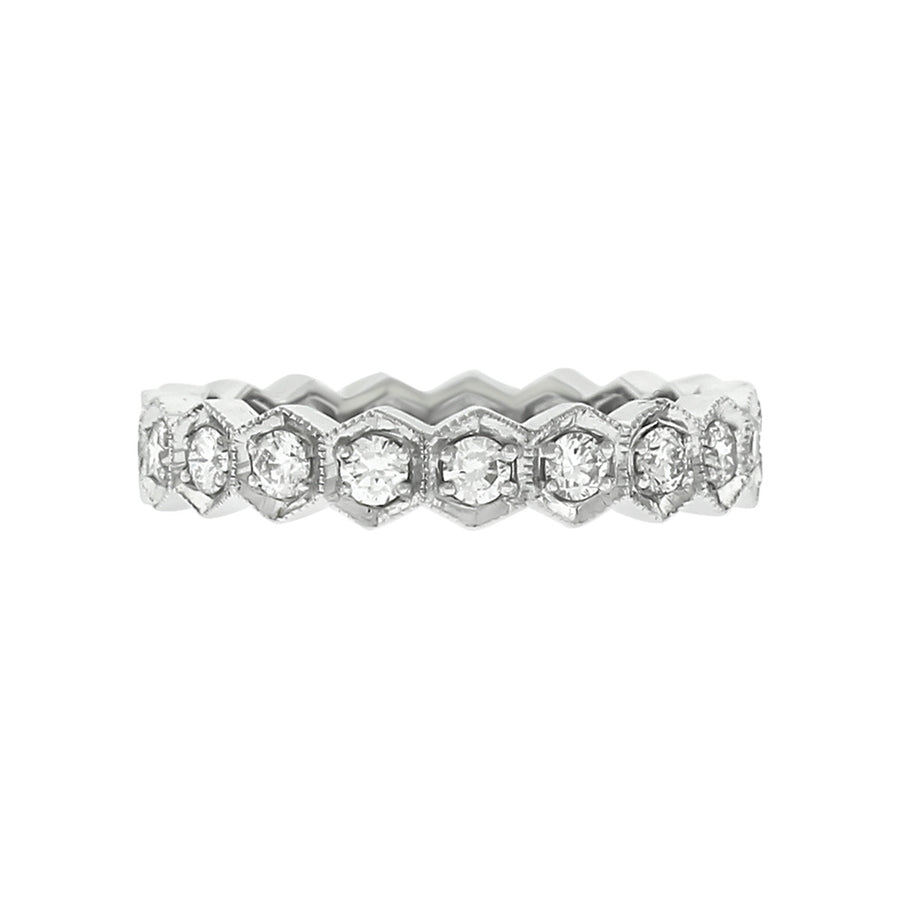 The Regency Hexagonal Diamond Band in White Gold