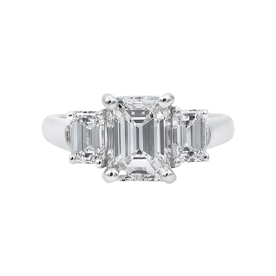 Platinum Emerald Cut Diamond Ring