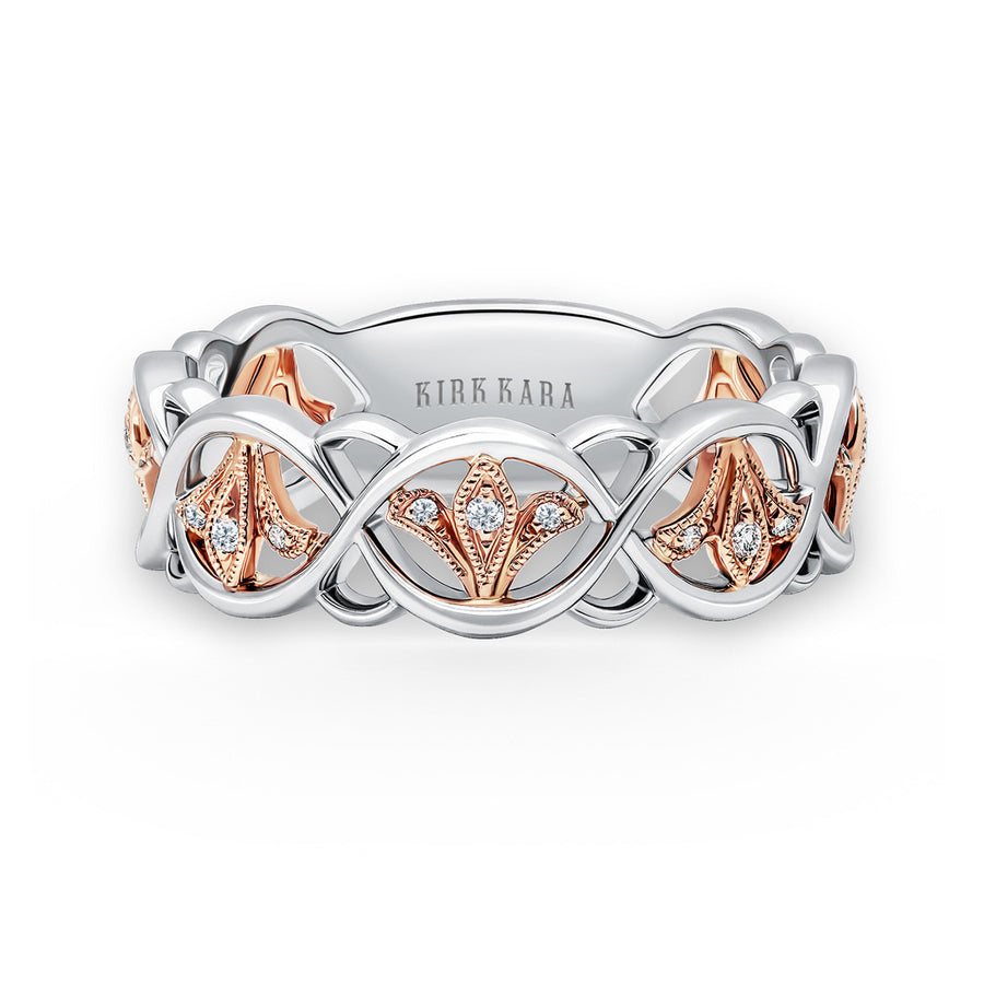 18K Two-Tone Intricate Diamond Wedding Band