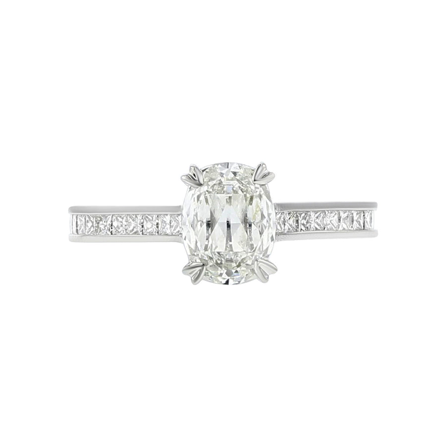 L'Amour Crisscut Oval Solitaire Diamond Engagement Ring