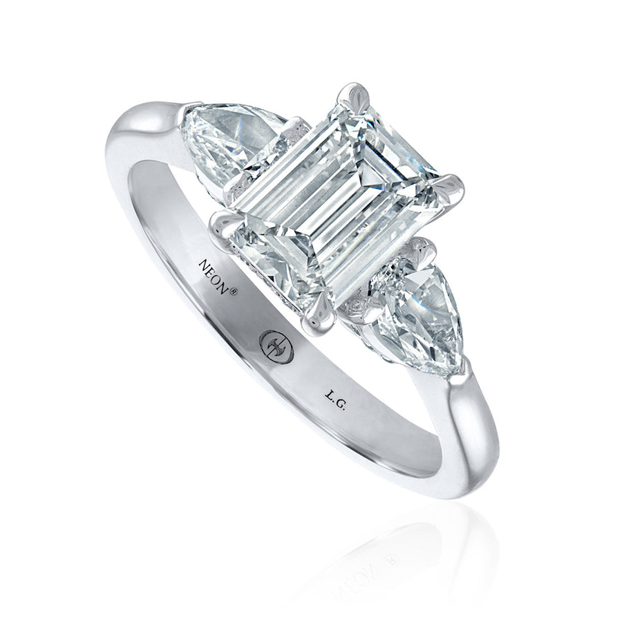 L'Amour Emerald-cut Diamond 3-Stone Engagement Ring
