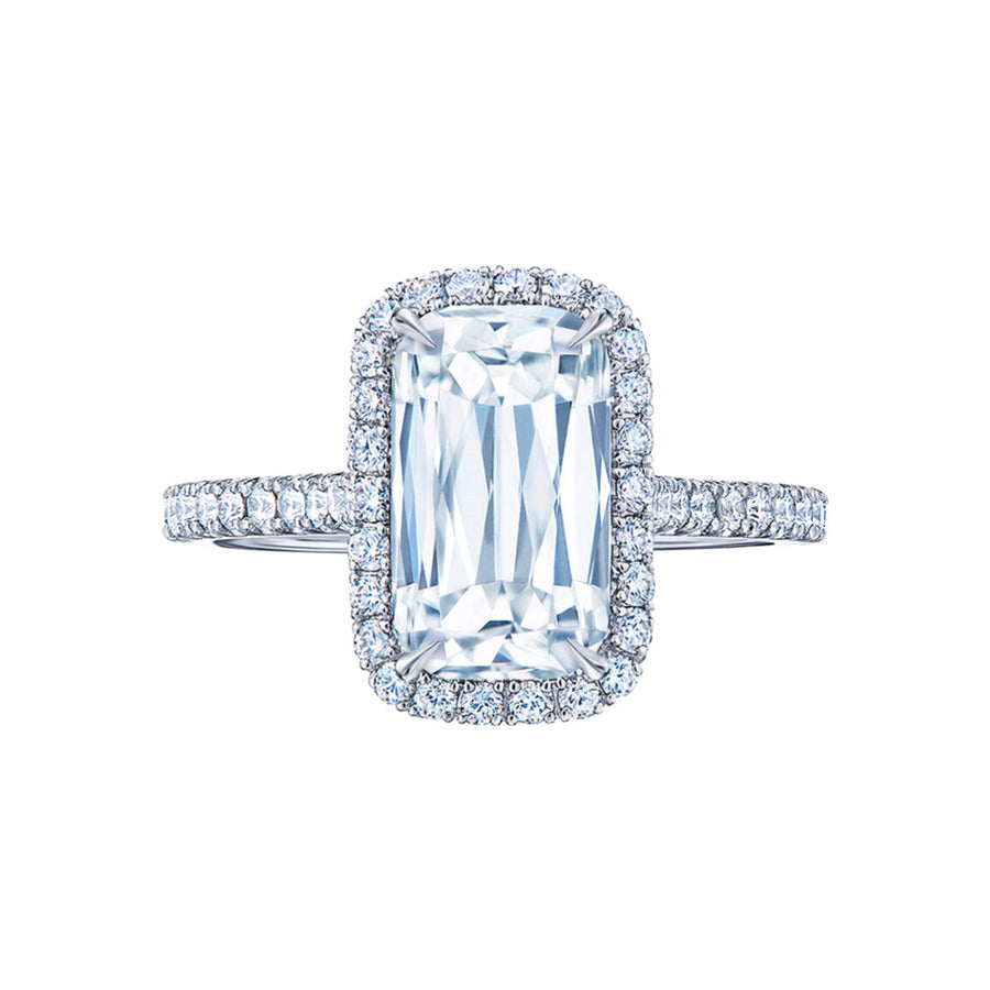 Ashoka Diamond Engagment Ring with Pave In Platinum
