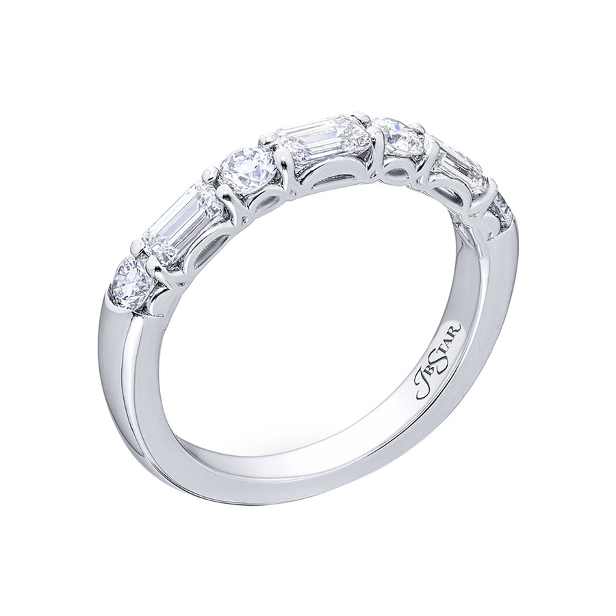 Emerald-cut and Round Diamond Band