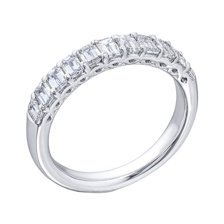 Platinum Emerald-cut Diamond Wedding Band