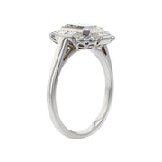 Platinum Emerald-cut Diamond Halo Ring