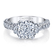 Platinum Scallop Cushion Diamond Engagement Ring