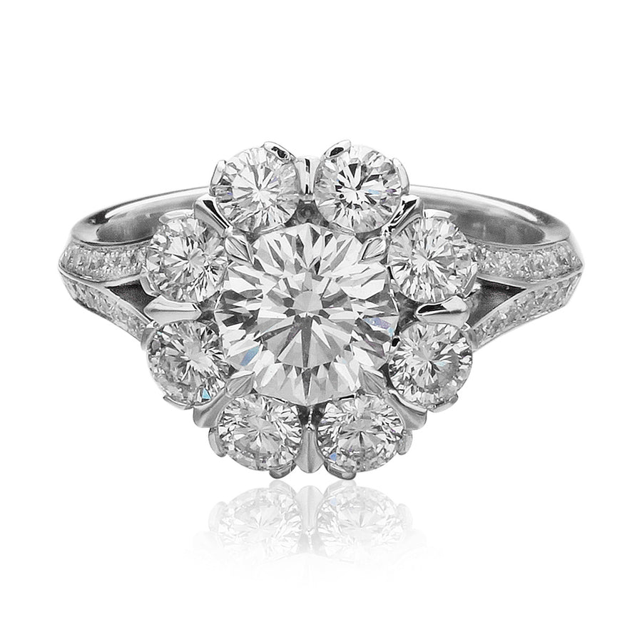 Crisscut Diamond Halo Engagement Ring