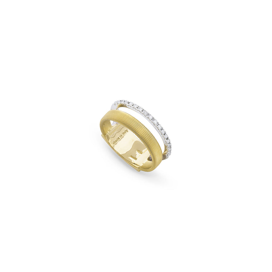 18K Masai Two Row Pave Diamond Ring