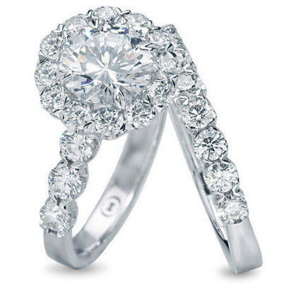 Crisscut Round Diamond Halo Engagement Ring