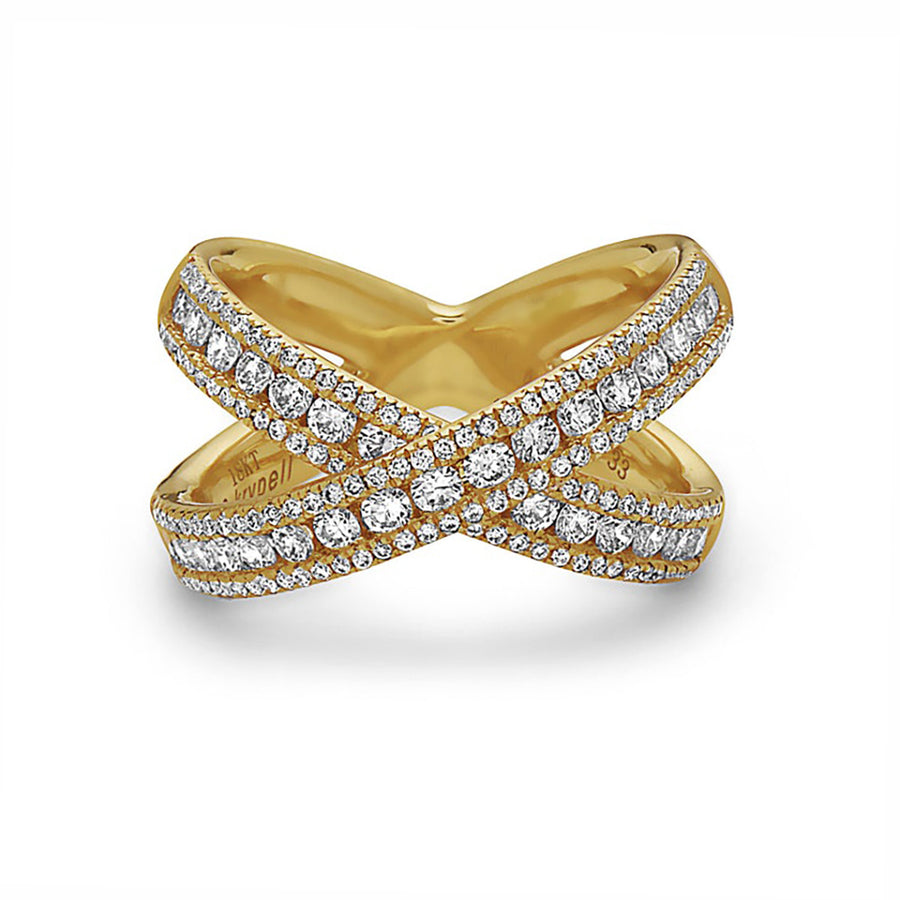 Gold and Diamond X Band Ring
