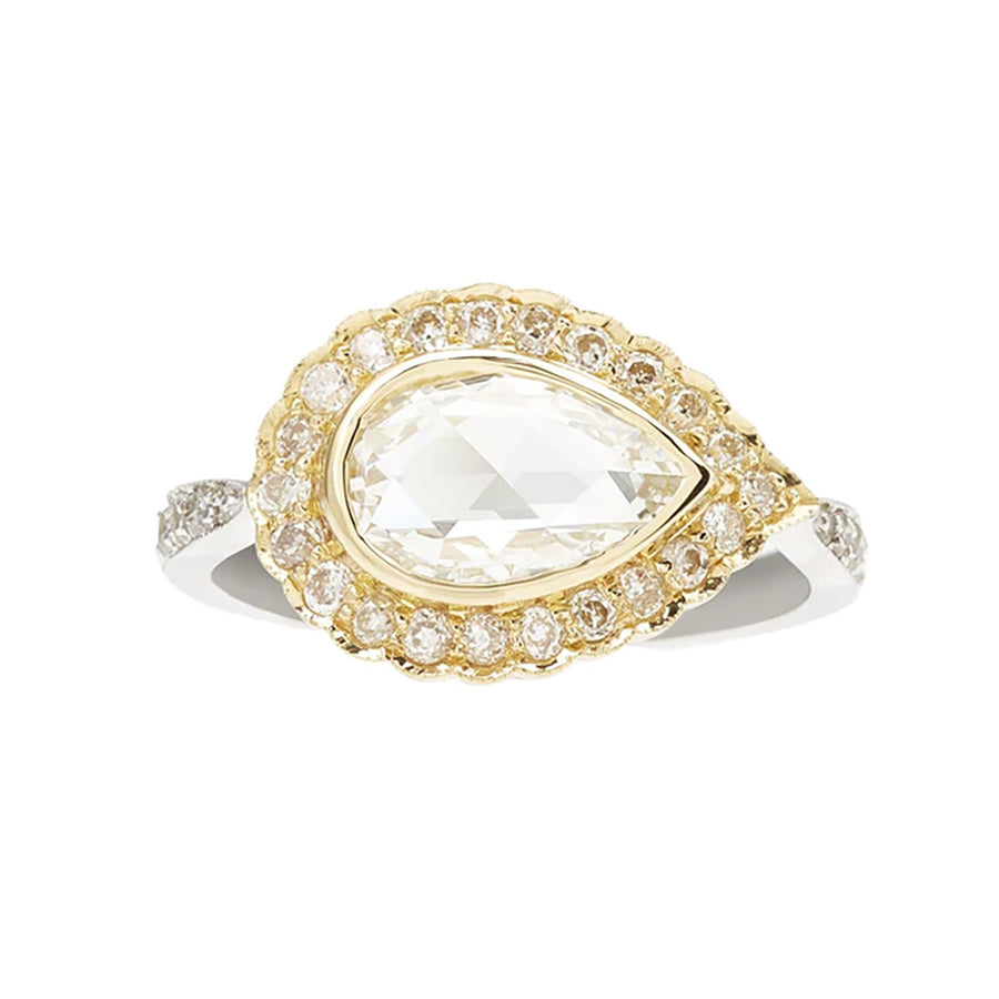 Victoria Pear Shape Rose Cut Diamond Two-Tone Ring